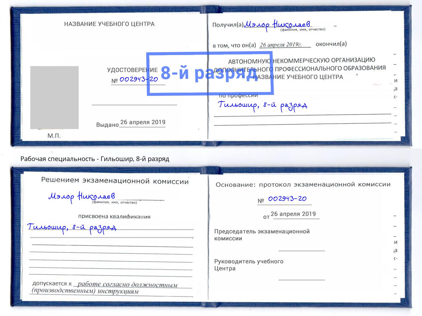корочка 8-й разряд Гильошир Всеволожск